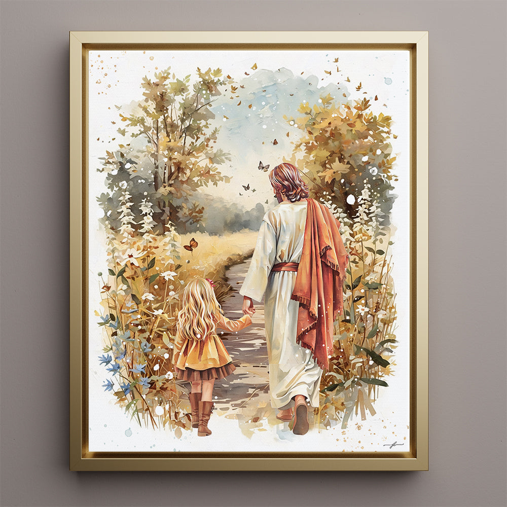 “Autumn Walk with the Savior” Christian Premium Canvas