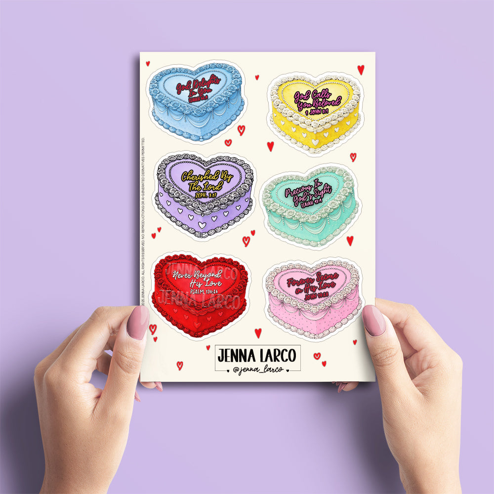 Valentine’s Cakes | Sticker Sheet | 6 Stickers