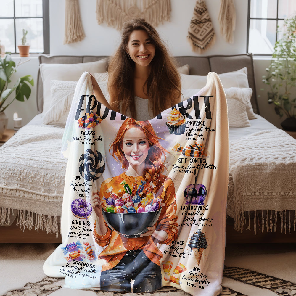 "Fruit of the Spirit, Halloween Edition" Christian Velveteen Plush Blanket