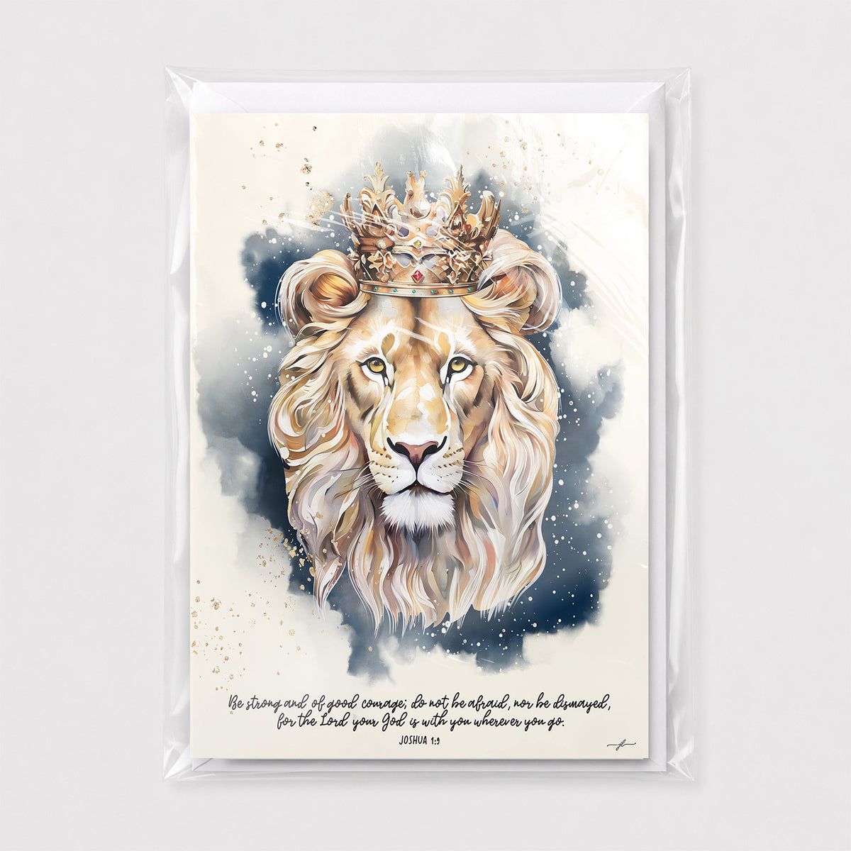 Lion of Judah • Joshua 1:9 • Fine Art Christian Greeting Card
