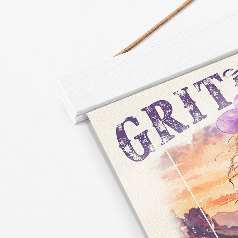 Western • Grit & Glory • Scripture Prompt • Christian Poster with Hangers