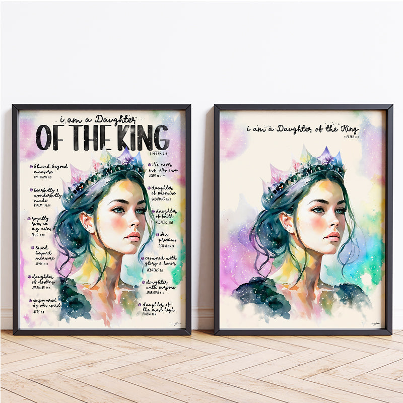 Daughter of The King Christian | Christian Premium Digital Download Set x 2 - Giclée Fine Art Print