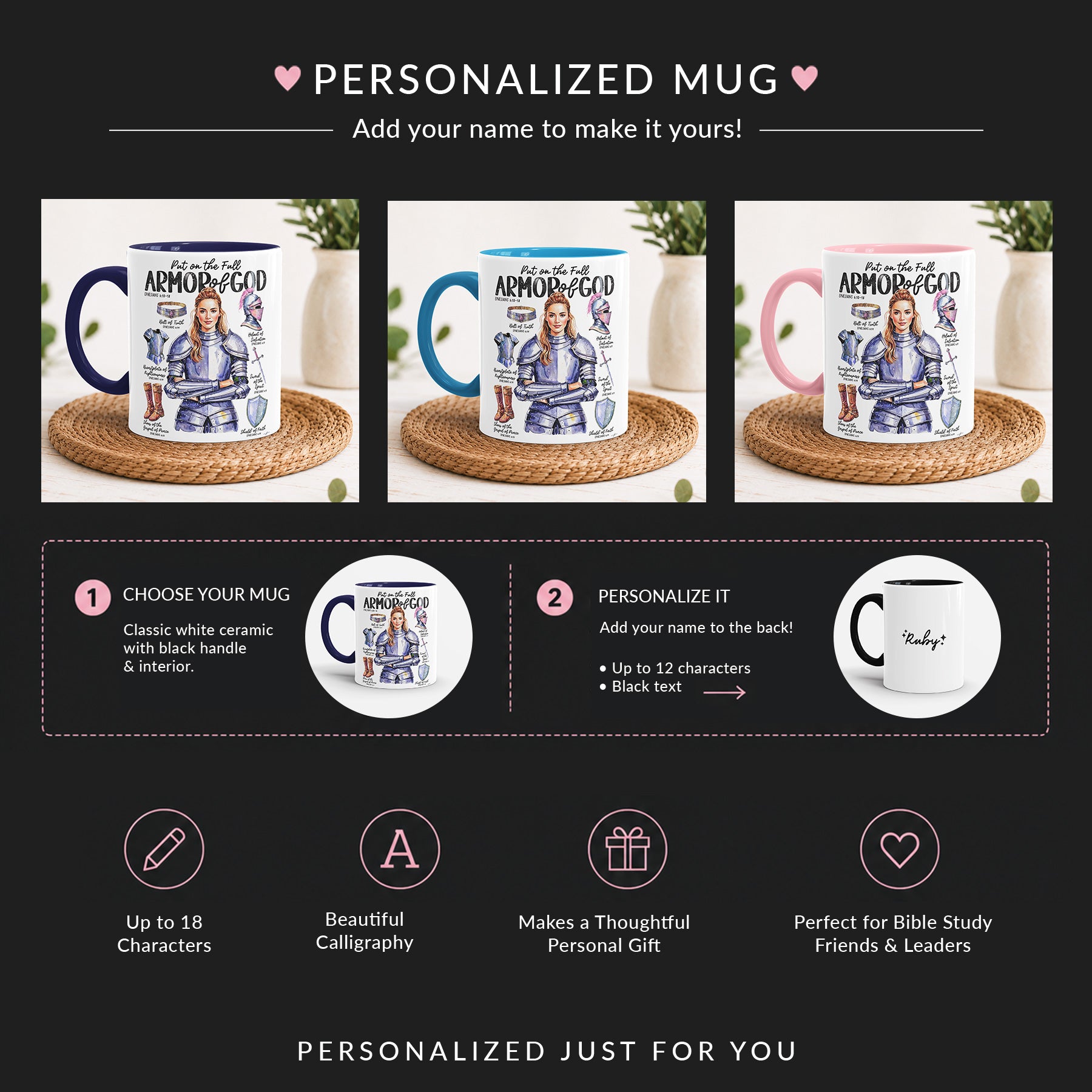Armor of God • Scripture Prompt •  Christian Ceramic Personalized Mug