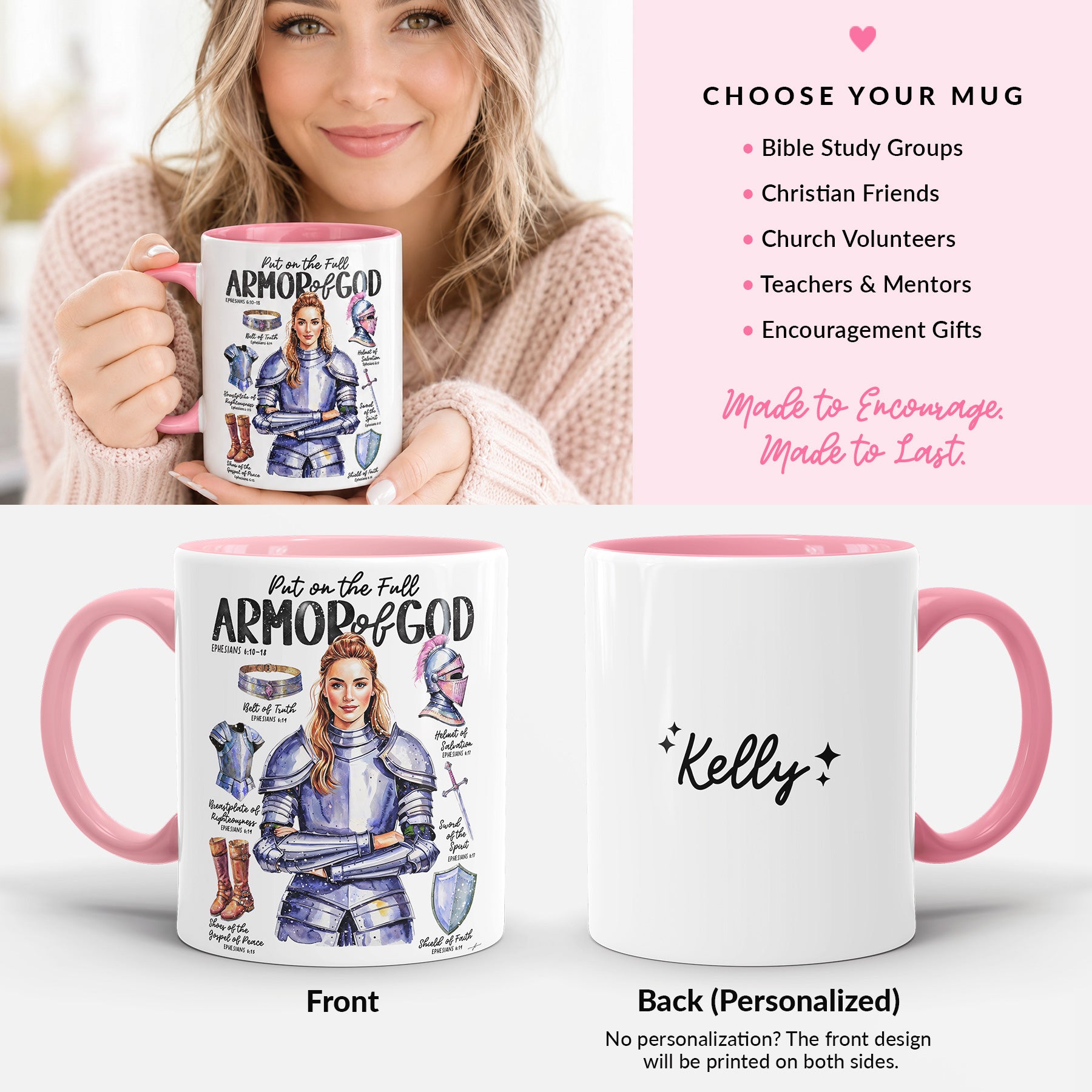 Armor of God • Scripture Prompt •  Christian Ceramic Personalized Mug
