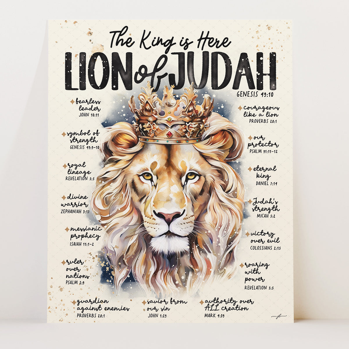 Lion of Judah • The King Is Here • Scripture Prompt • Giclée Christian Art Print