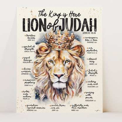 Lion of Judah • The King Is Here • Scripture Prompt • Giclée Christian Art Print