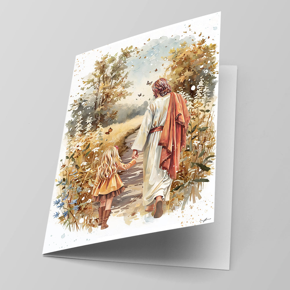 “Autumn Walk with the Savior” Christian Greeting Card