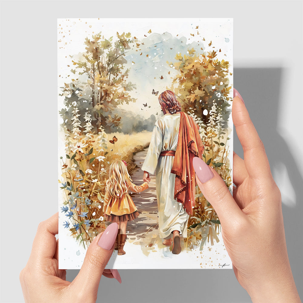 “Autumn Walk with the Savior” Christian Greeting Card