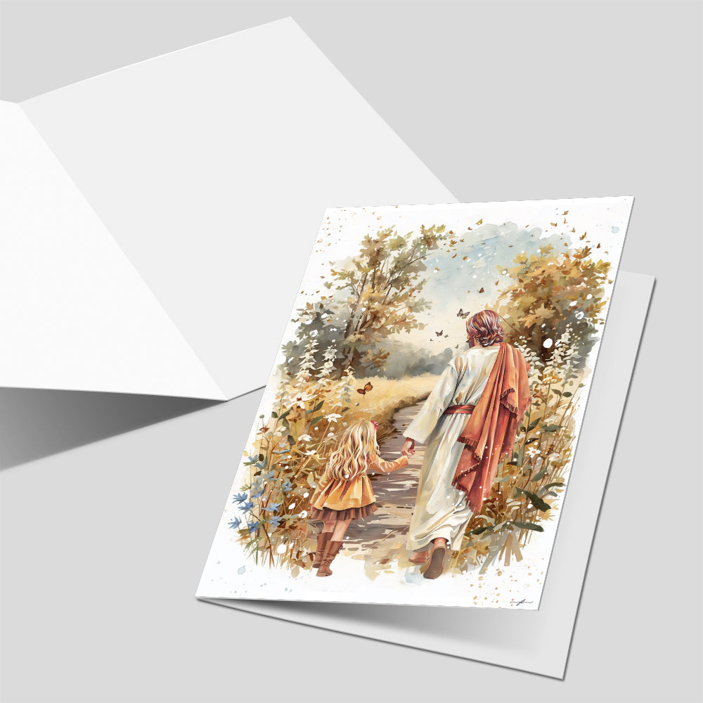 “Autumn Walk with the Savior” Christian Greeting Card