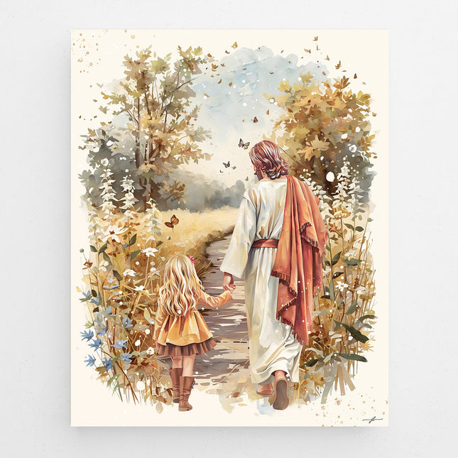 Autumn Walk With Jesus Premium Christian Canvas