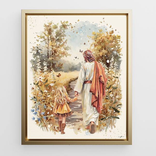 Autumn Walk With Jesus Premium Christian Canvas