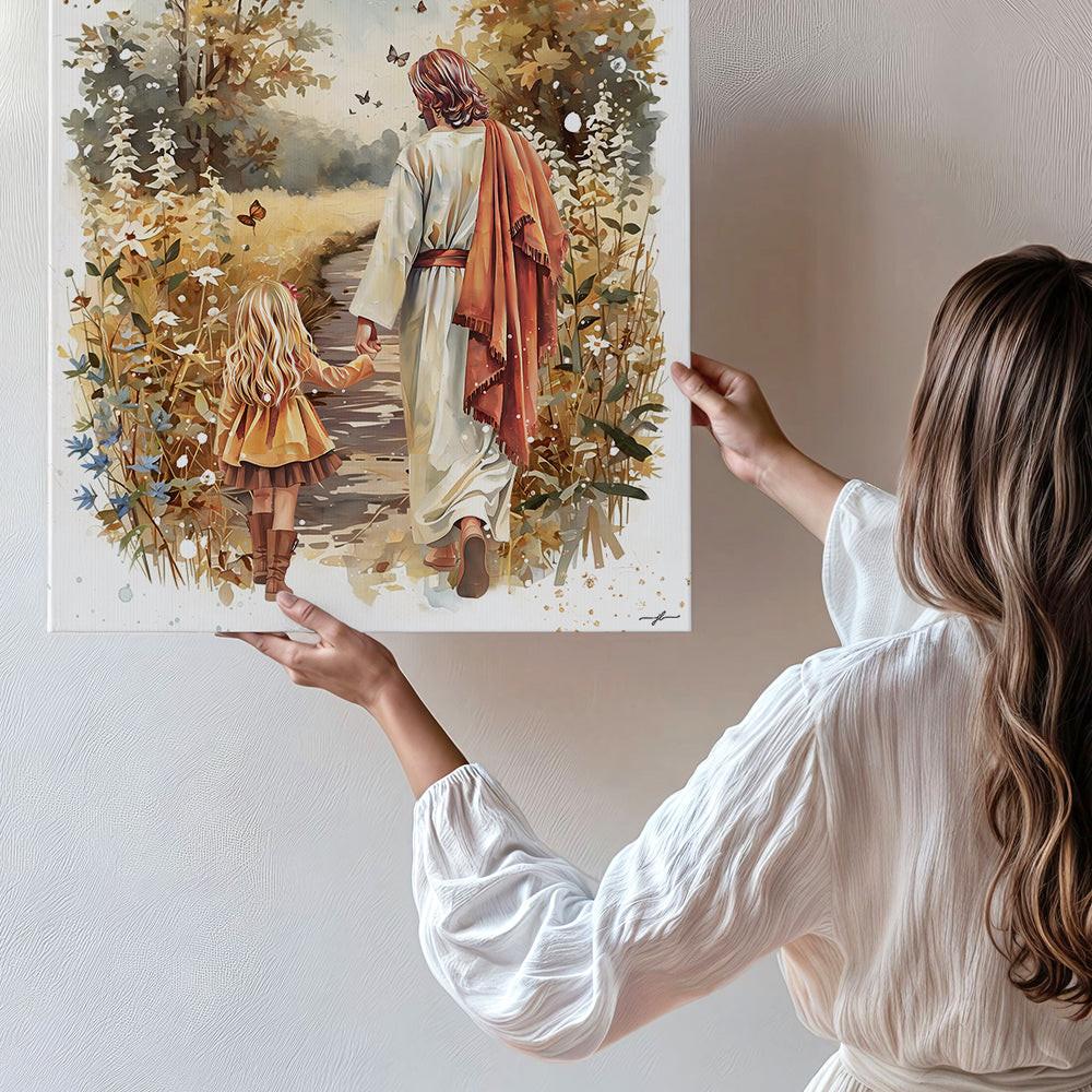 “Autumn Walk with the Savior” Christian Premium Canvas