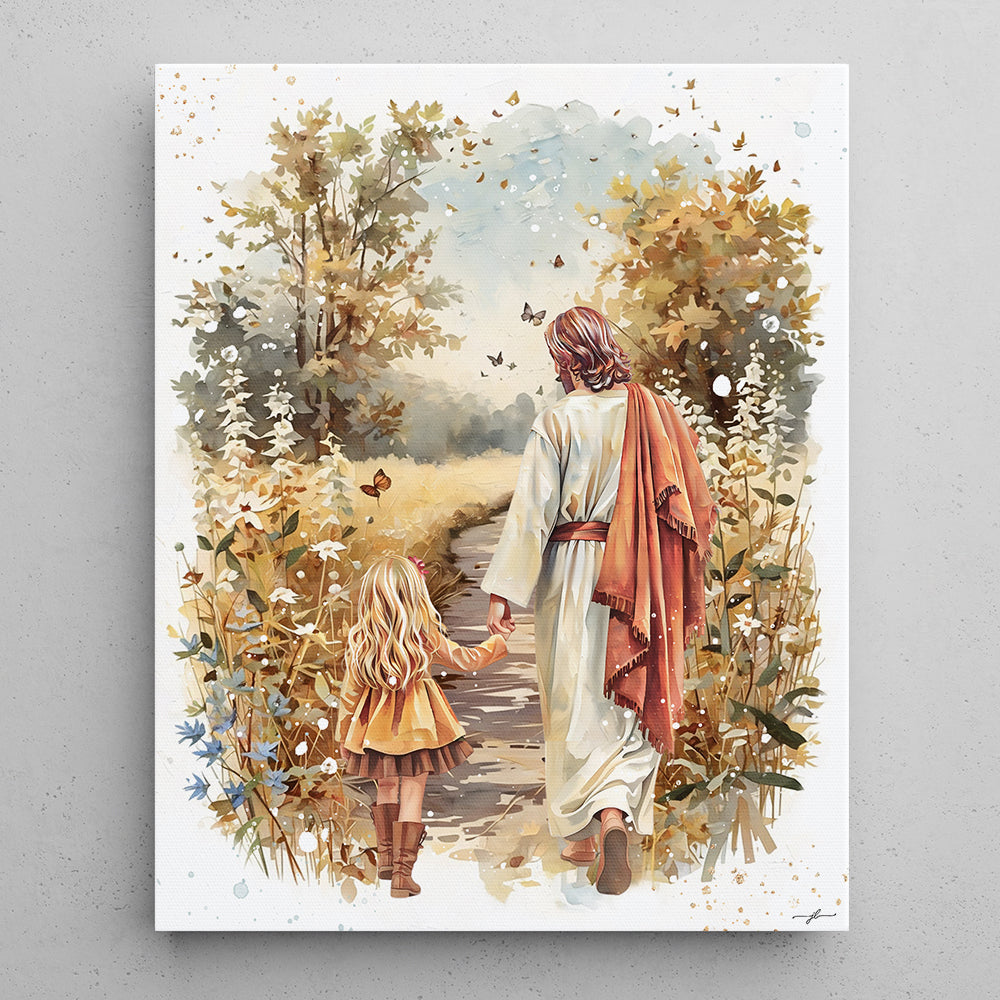 “Autumn Walk with the Savior” Christian Premium Canvas