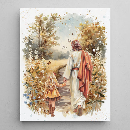 “Autumn Walk with the Savior” Christian Premium Canvas