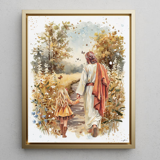 “Autumn Walk with the Savior” Christian Premium Canvas