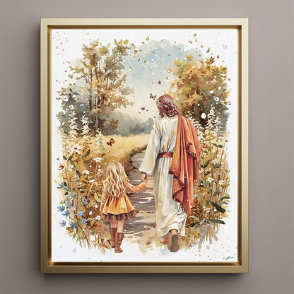 “Autumn Walk with the Savior” Christian Premium Canvas