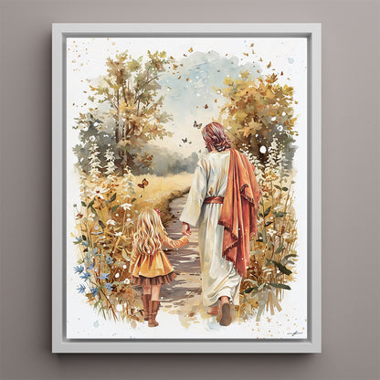 “Autumn Walk with the Savior” Christian Premium Canvas