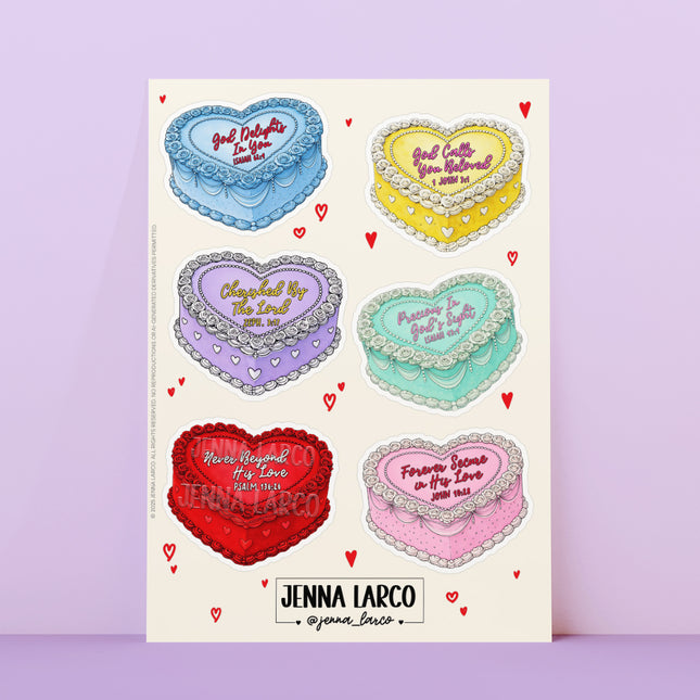 Valentine’s Cakes | Sticker Sheet | Christian Vinyl Stickers