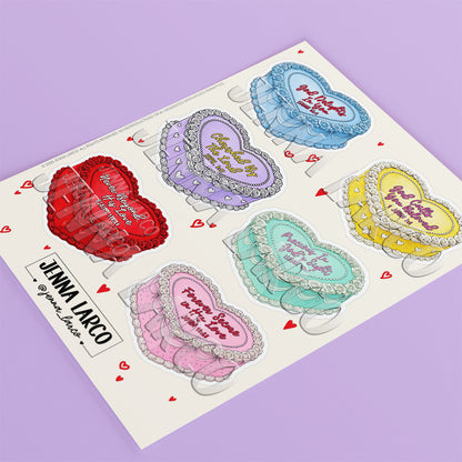 Valentine’s Cakes | Sticker Sheet | 6 Stickers