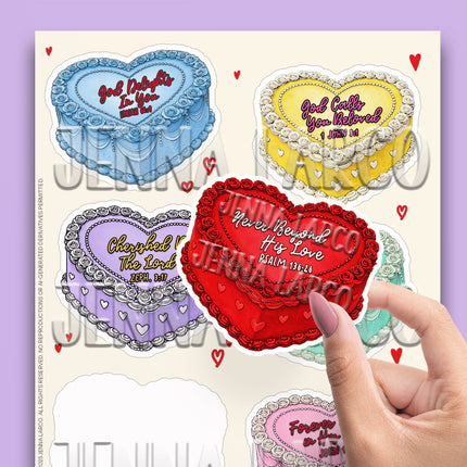 Valentine’s Cakes | Sticker Sheet | Christian Vinyl Stickers