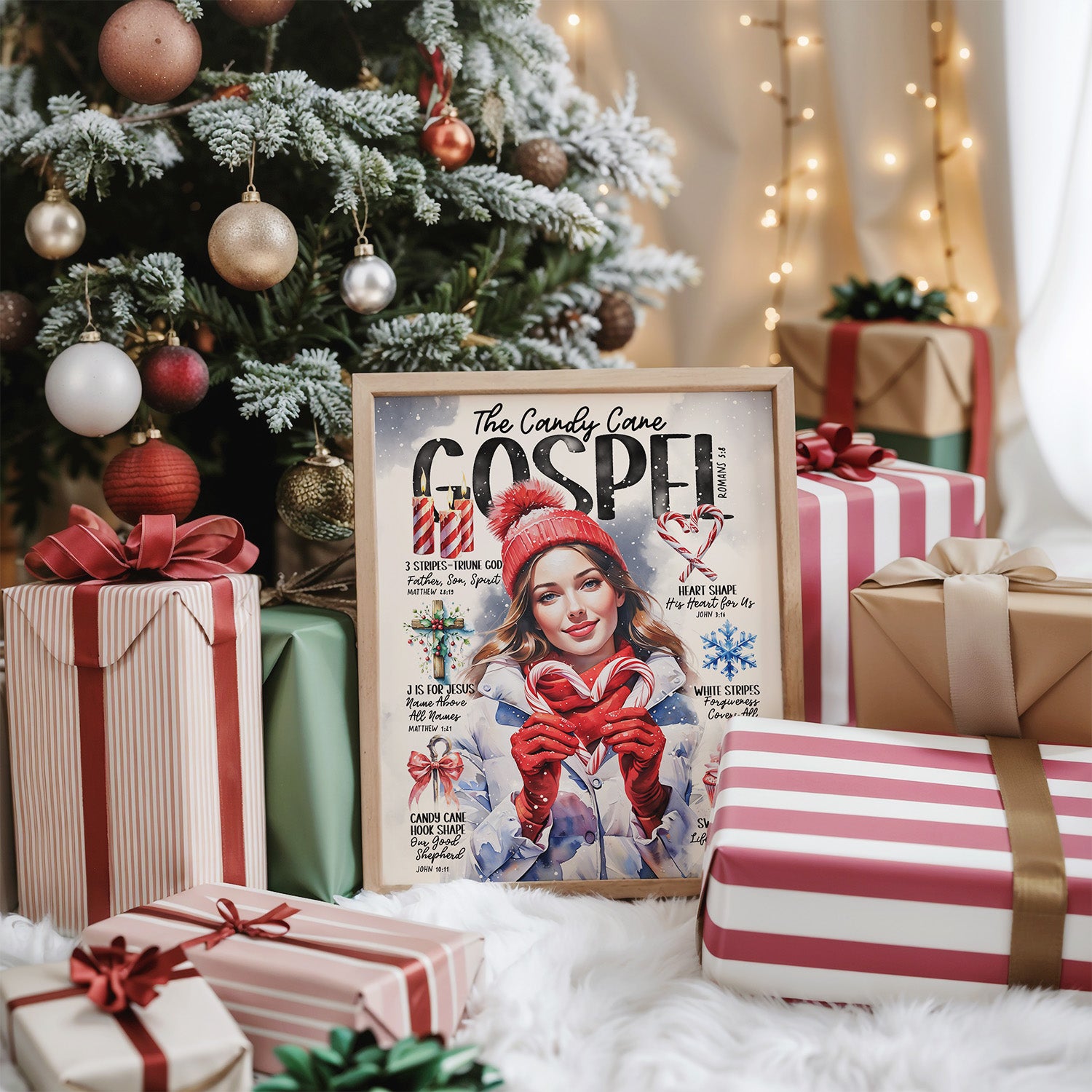 Candy Cane Gospel • Scripture Prompt • Giclée Christmas Art Print