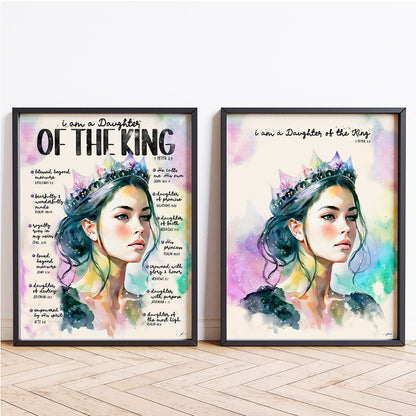 Daughter of The King Christian | Christian Premium Digital Download Set x 2 - Giclée Fine Art Print