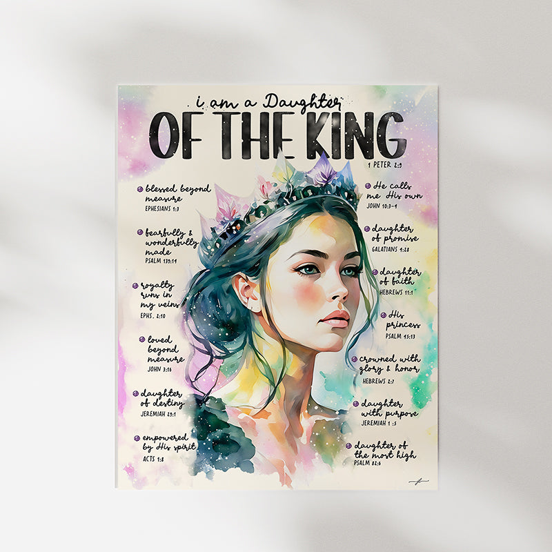 Daughter of The King Christian | Christian Premium Digital Download Set x 2 - Giclée Fine Art Print