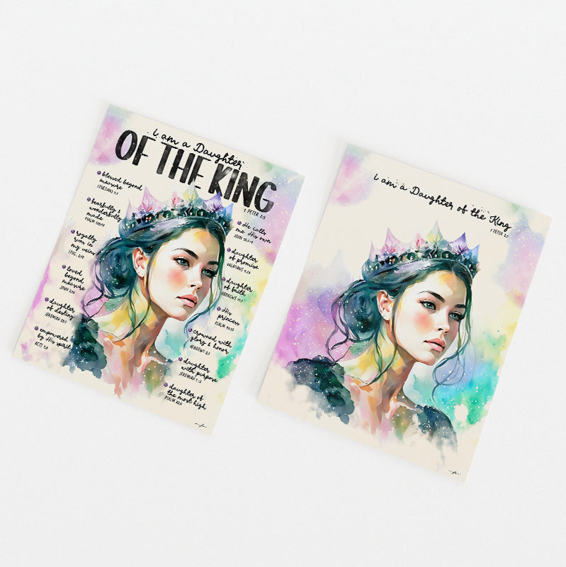 Daughter of The King Christian | Christian Premium Digital Download Set x 2 - Giclée Fine Art Print