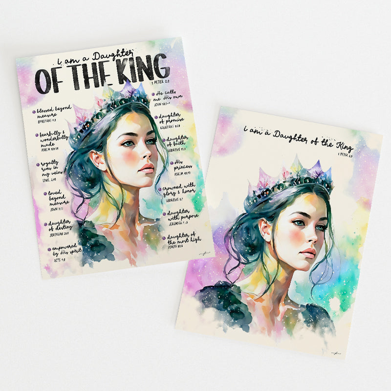 Daughter of The King Christian | Christian Premium Digital Download Set x 2 - Giclée Fine Art Print