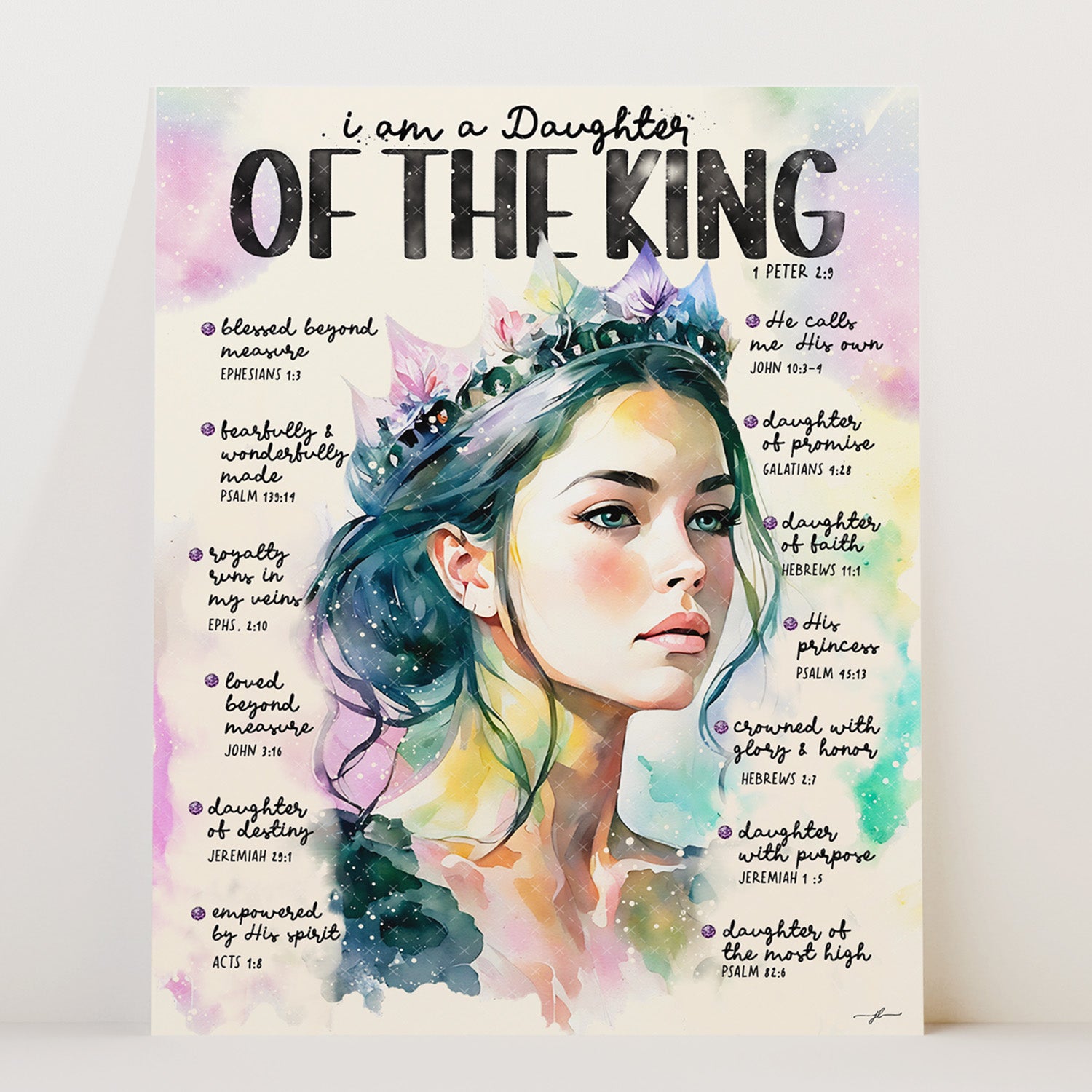 Daughter of The King • Scripture Prompt • Giclée Christian Art Print