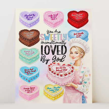 Valentine’s, You Are Sweetly Loved Christian Scripture Prompt Giclée Art Print
