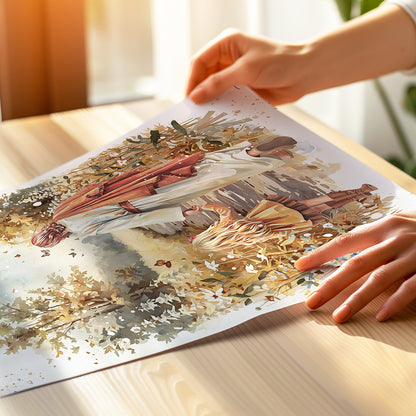 “Autumn Walk with the Savior” Christian Art Print