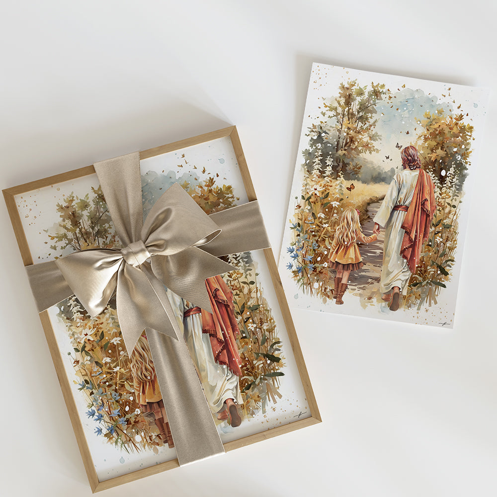 “Autumn Walk with the Savior” Christian Art Print