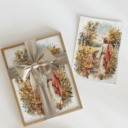 “Autumn Walk with the Savior” Christian Art Print