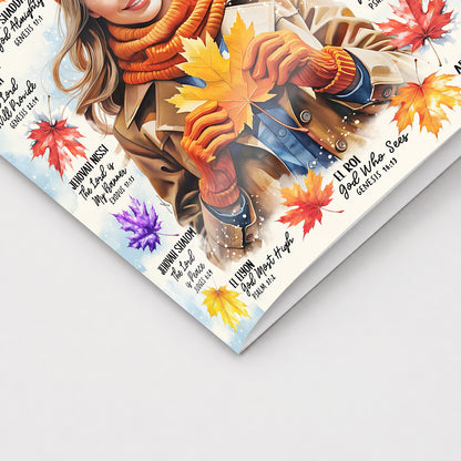 Names of God with Fall Leave • Fall • Scripture Prompt • Fine Art Christian Greeting Card