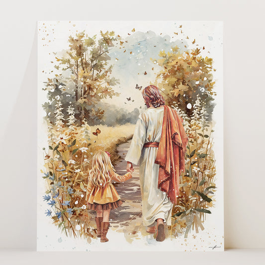 “Fall Walk with Jesus” Christian Art Print