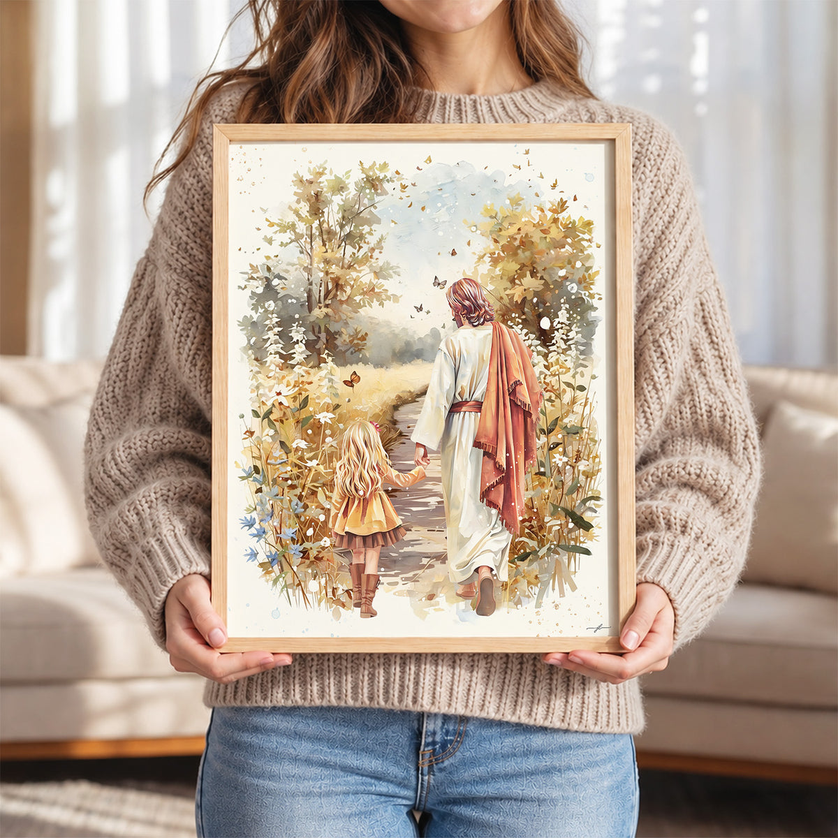 Fall Walk with Jesus, Giclée Art Print, Christian Framed Wall Art
