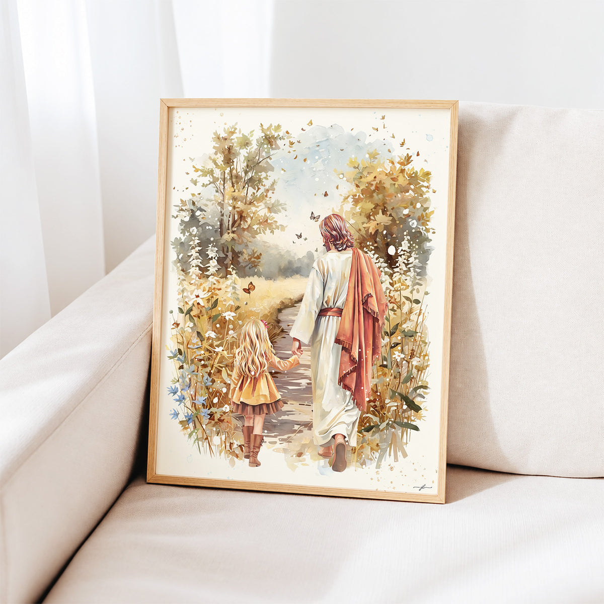 Fall Walk with Jesus, Giclée Art Print, Christian Framed Wall Art