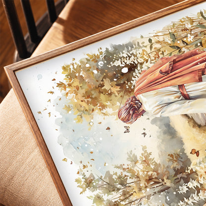 Fall Walk with Jesus, Giclée Art Print, Christian Framed Wall Art