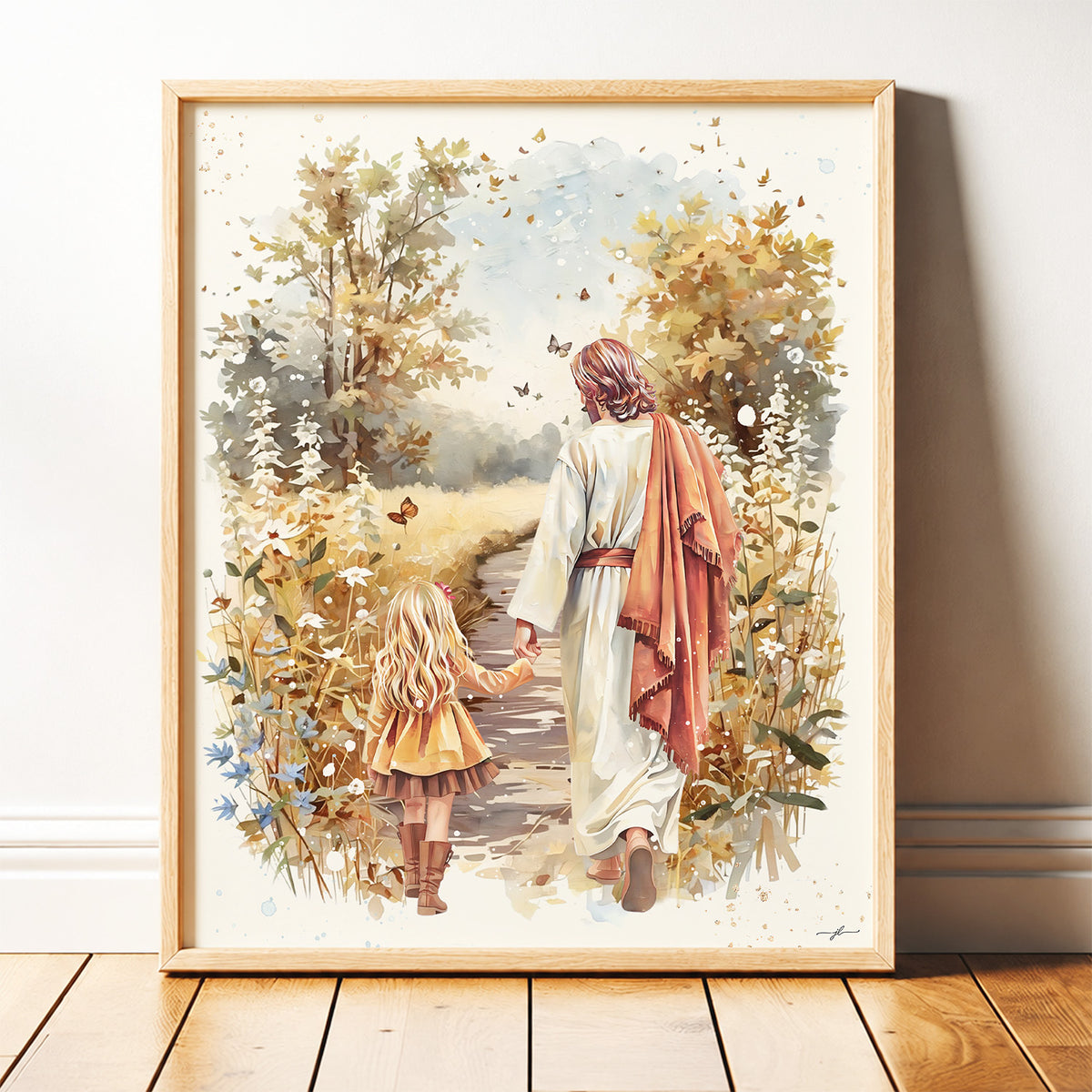 Fall Walk with Jesus, Giclée Art Print, Christian Framed Wall Art