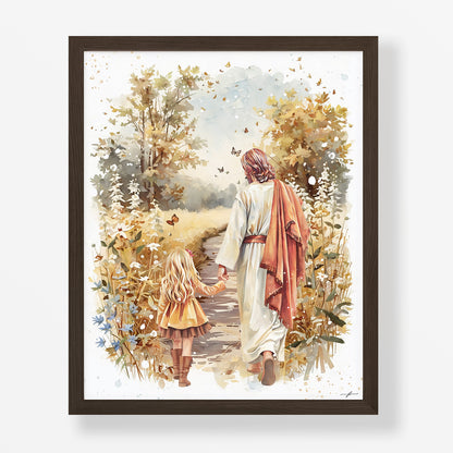 Fall Walk with Jesus, Giclée Art Print, Christian Framed Wall Art
