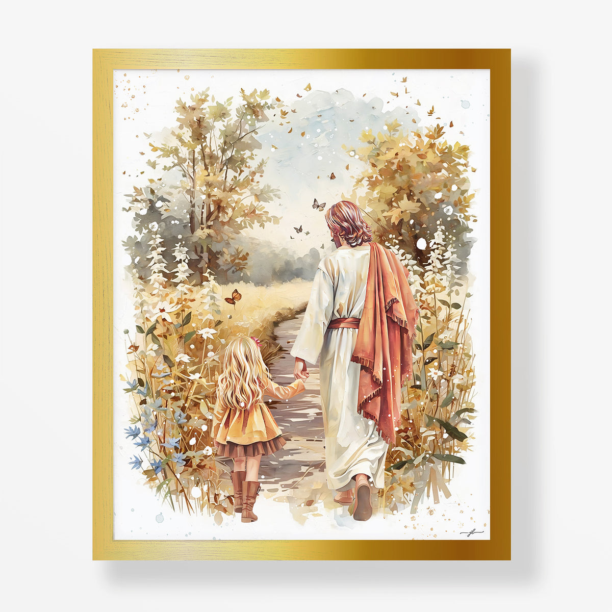 Fall Walk with Jesus, Giclée Art Print, Christian Framed Wall Art