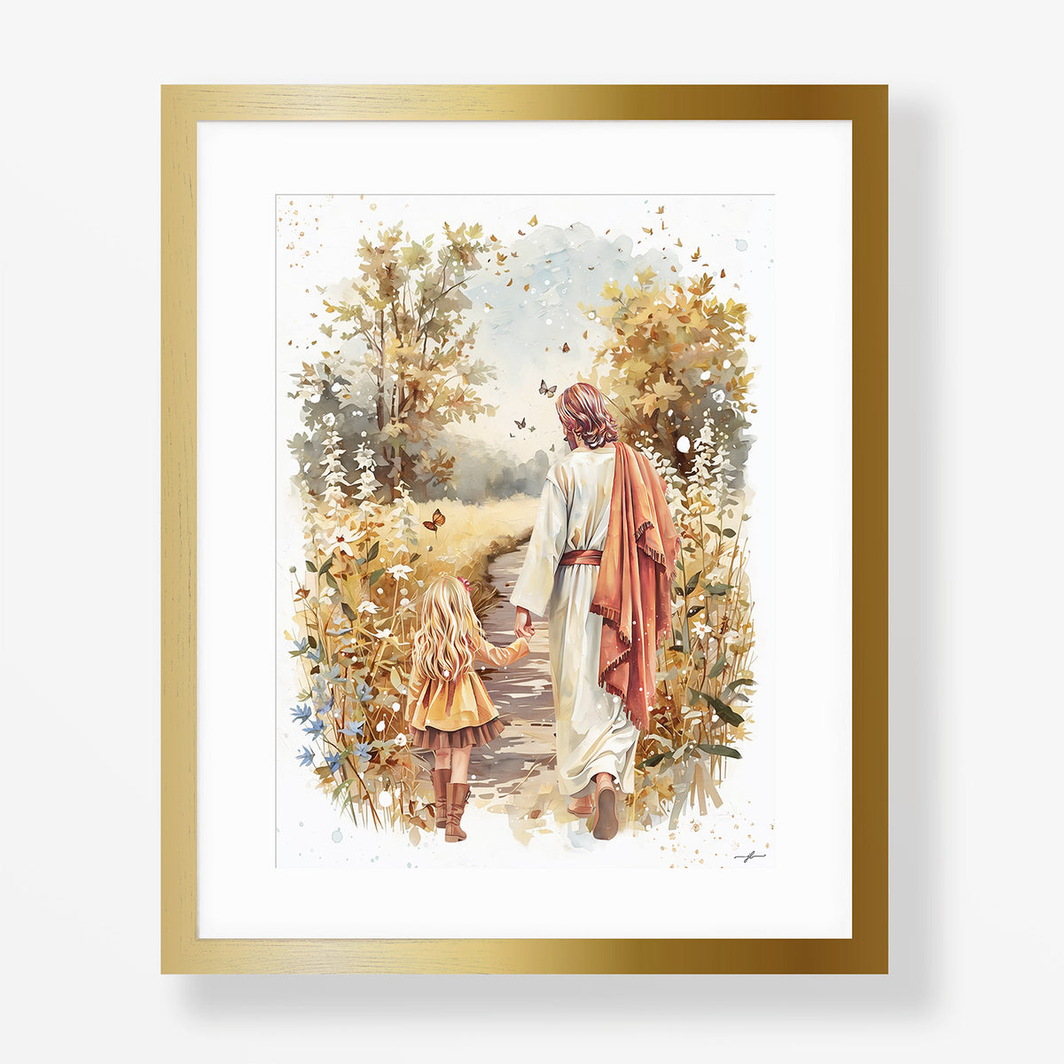 Fall Walk with Jesus, Giclée Art Print, Christian Framed Wall Art