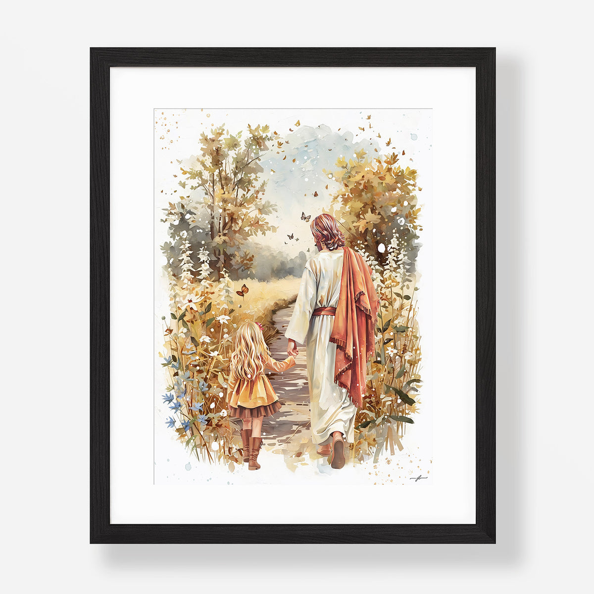 Fall Walk with Jesus, Giclée Art Print, Christian Framed Wall Art
