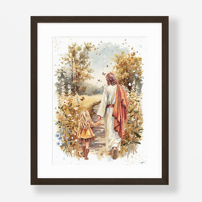 Fall Walk with Jesus, Giclée Art Print, Christian Framed Wall Art