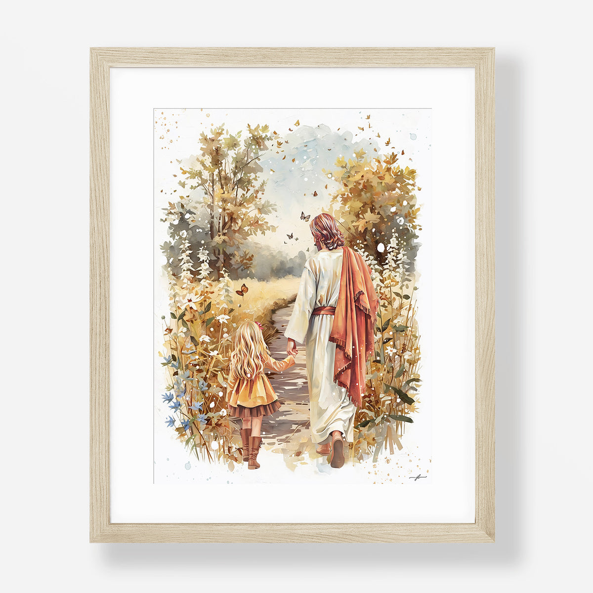 Fall Walk with Jesus, Giclée Art Print, Christian Framed Wall Art