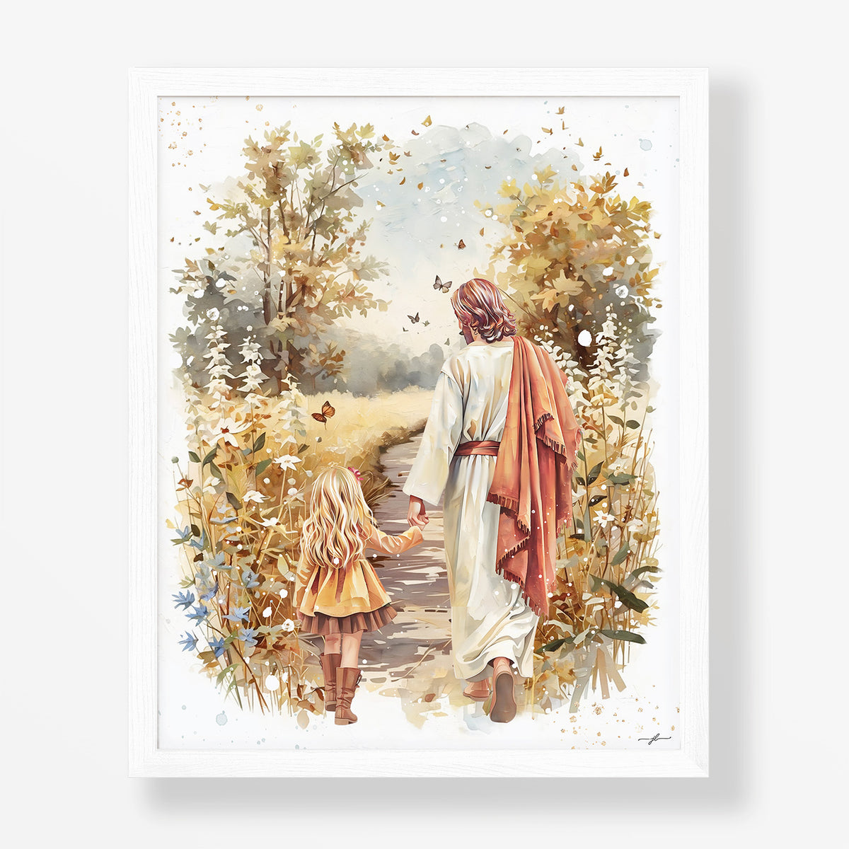 Fall Walk with Jesus, Giclée Art Print, Christian Framed Wall Art