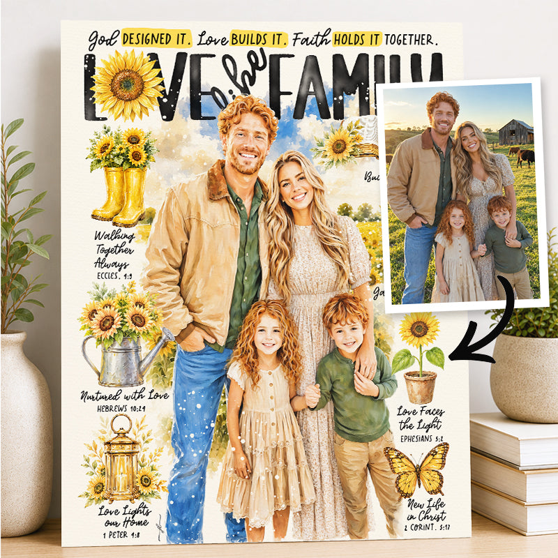Custom Art | Sunflower Family Portrait | Scripture Prompt Art Print