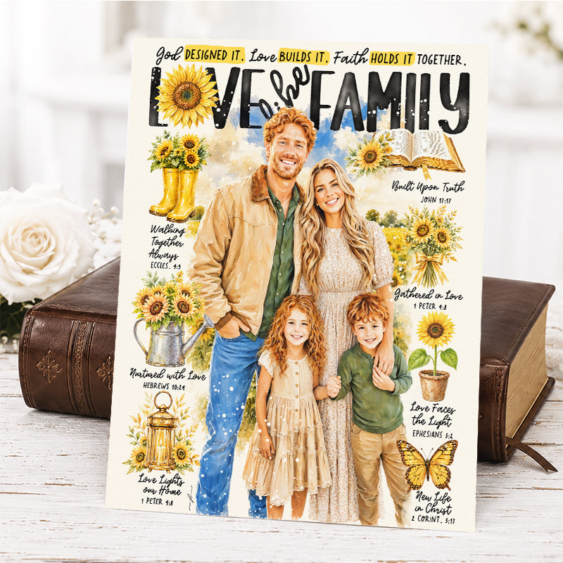 Sunflower •  Custom Family Portrait • Scripture Prompt • Giclée Christian Art Print