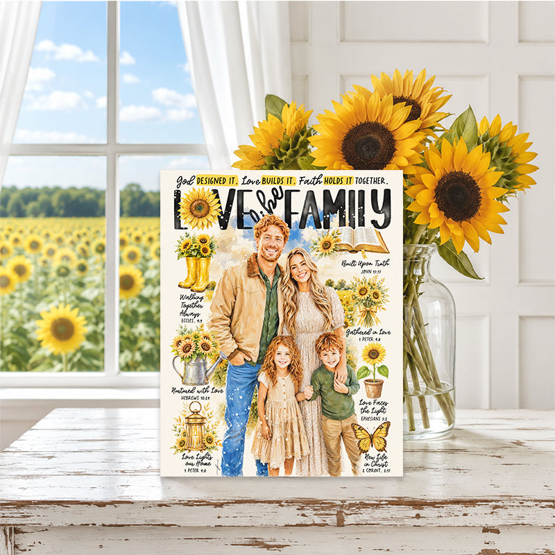Sunflower •  Custom Family Portrait • Scripture Prompt • Giclée Christian Art Print